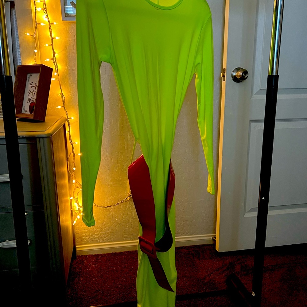 Fluorescent Yellow Dress with Pink Belt